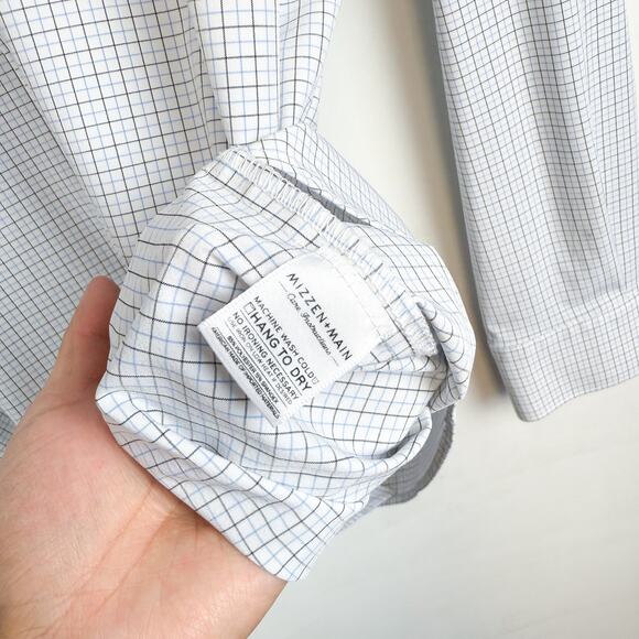 Mizzen+Main Leeward Collection Trim Fit White Blue Checks Button Shirt - 2XL XXL - Picture 6 of 9